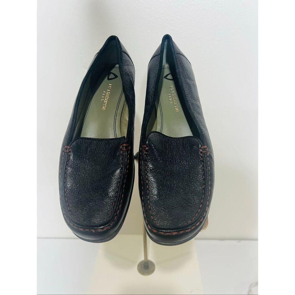 Liz Claiborne Flex Weekend Black Pebble Leather Loafers Driving Mocassins Sz 6M